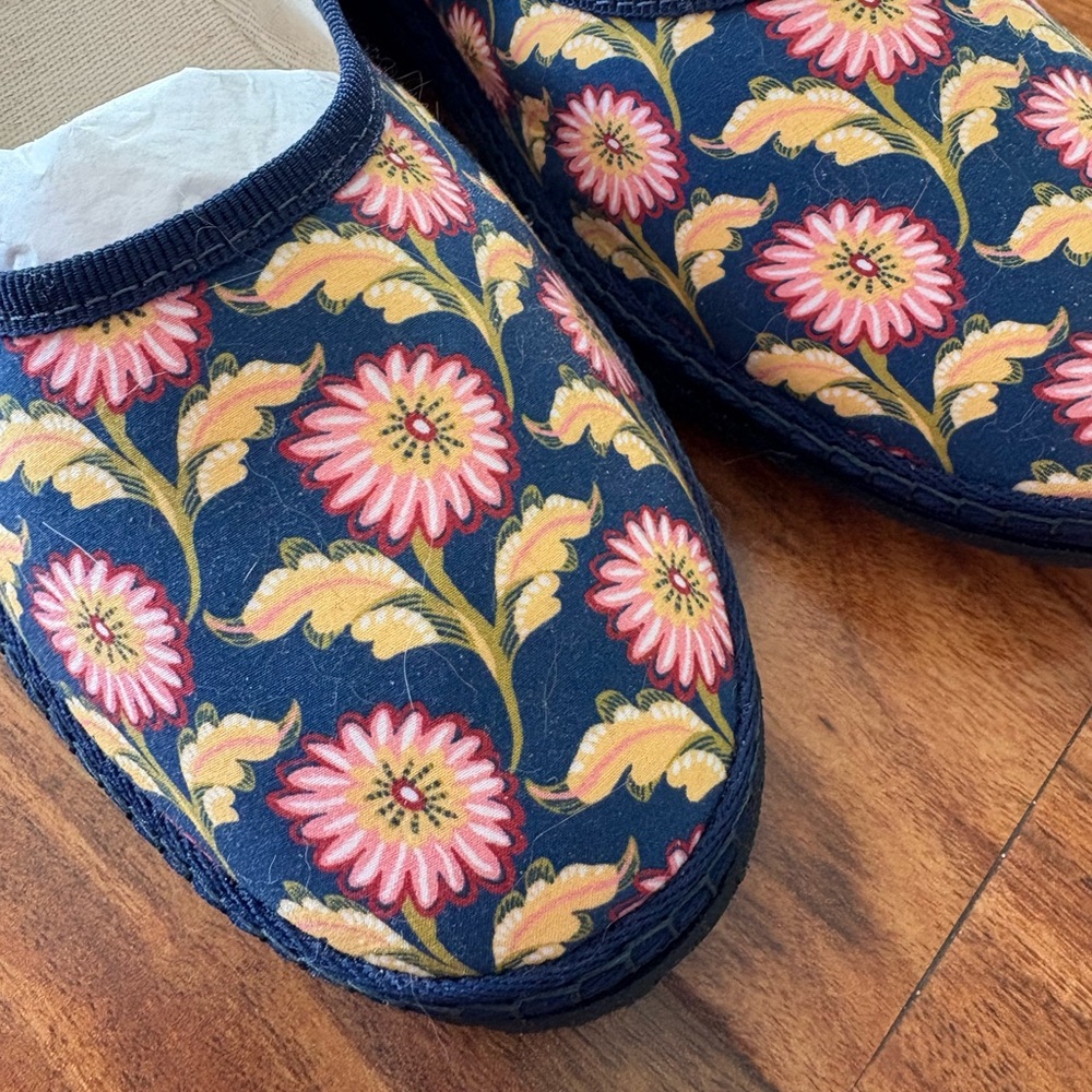 NEW VIBI VENEZIA Santa Margherita The Rapallo Flats 39 8 Navy Floral Shoes - Picture 5 of 9